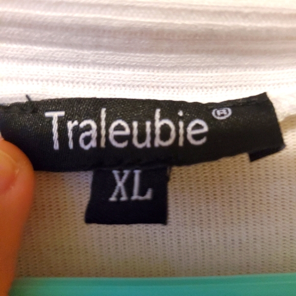 White Traleubie V-Neck button down Cardigan XL - Picture 2 of 4